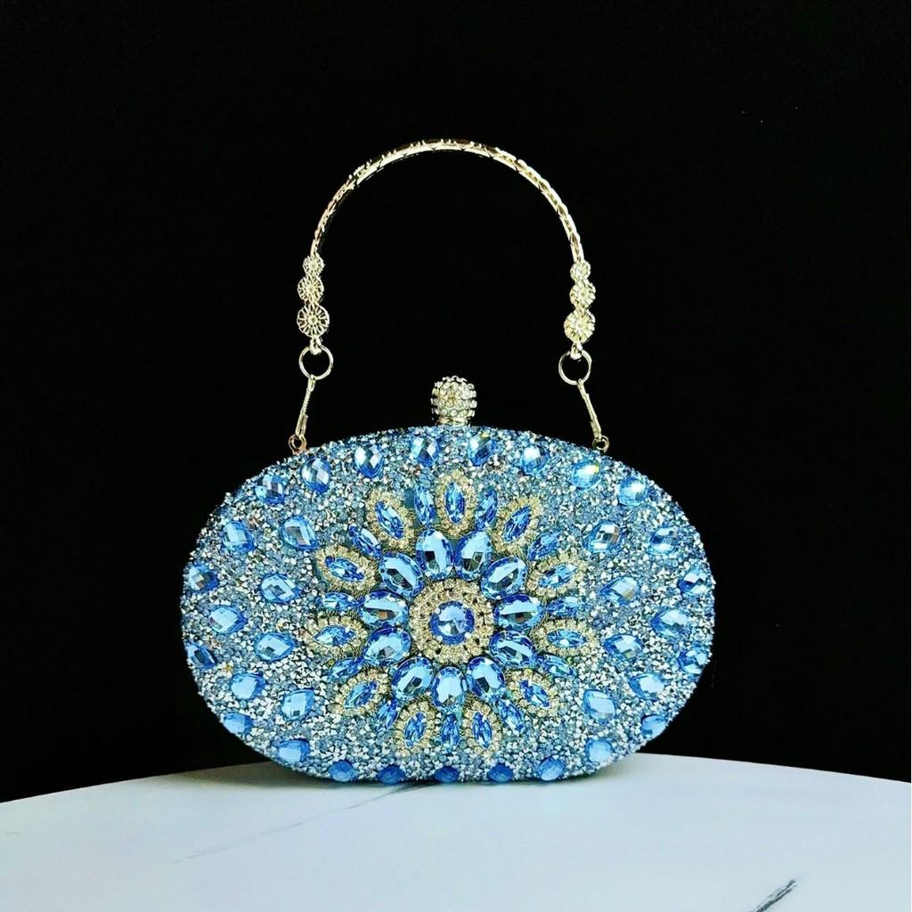 Pochette a Conchiglia con Strass Scintillanti e Catena per Eventi Serale
