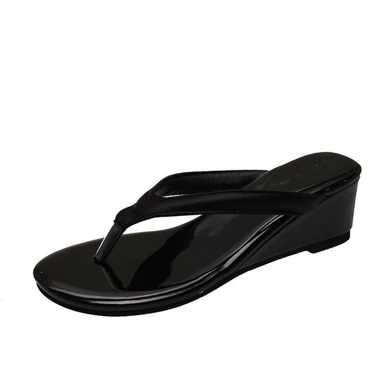 Retro Red Slope Heel Toe Heightening Thick-soled Flip-flops Women's Spring and Summer Outer Wear Cool Slippers Women's Shoes Sandals