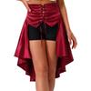 S-3XL Womens Gothic Steanpunk Satiny Skirt Front Eyelets Lace-up High-low Hem Tiered Ruffled Irregular Hem Skirt Waist Belt