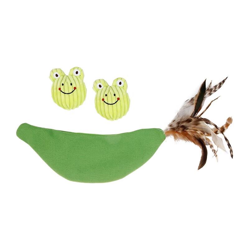 GiGwi 2-in-1 Pea Frog Cat Toy & Teaser Wand