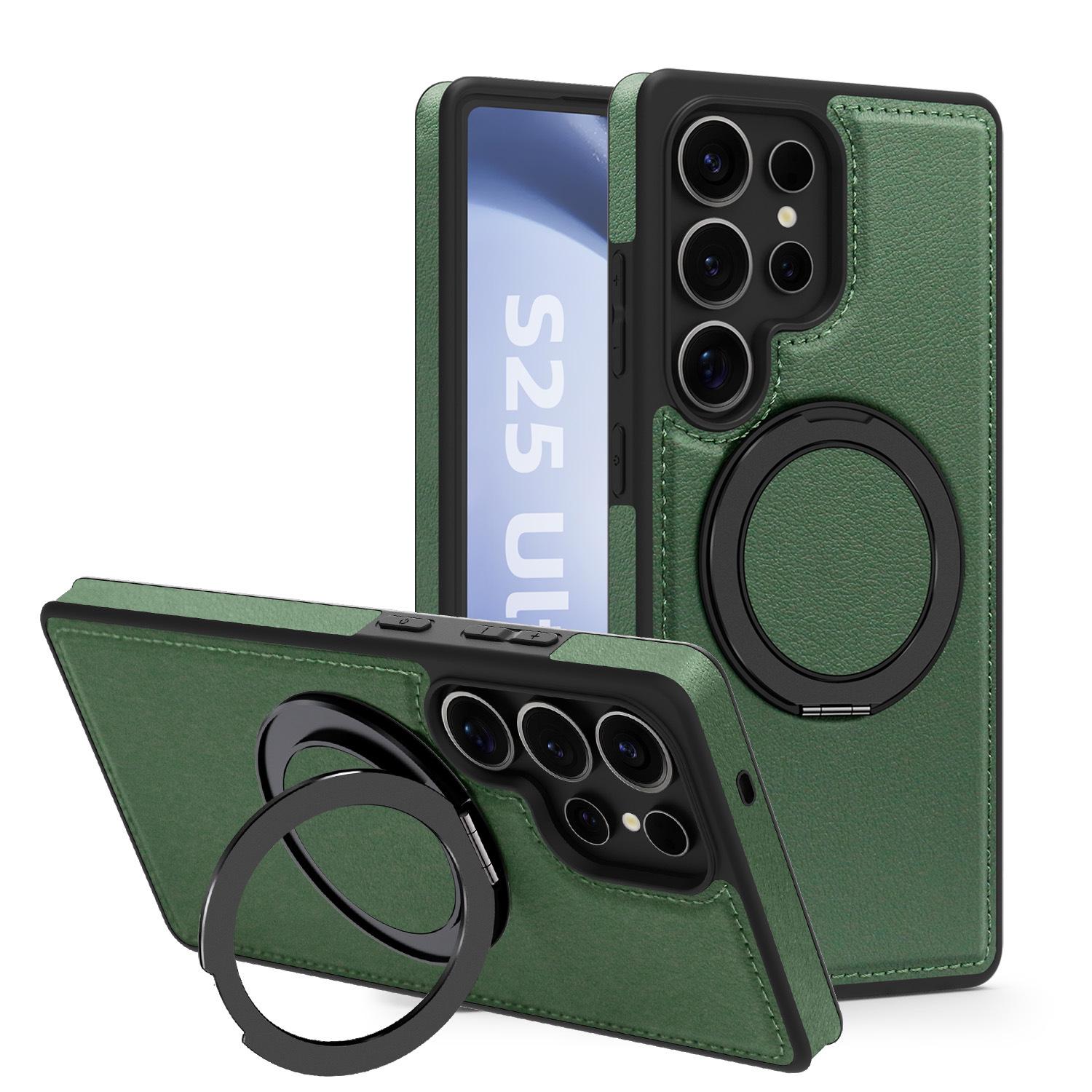 Samsung S25 Ultra Вращающаяся подставка Кожаный магнитный чехол S23 Plus