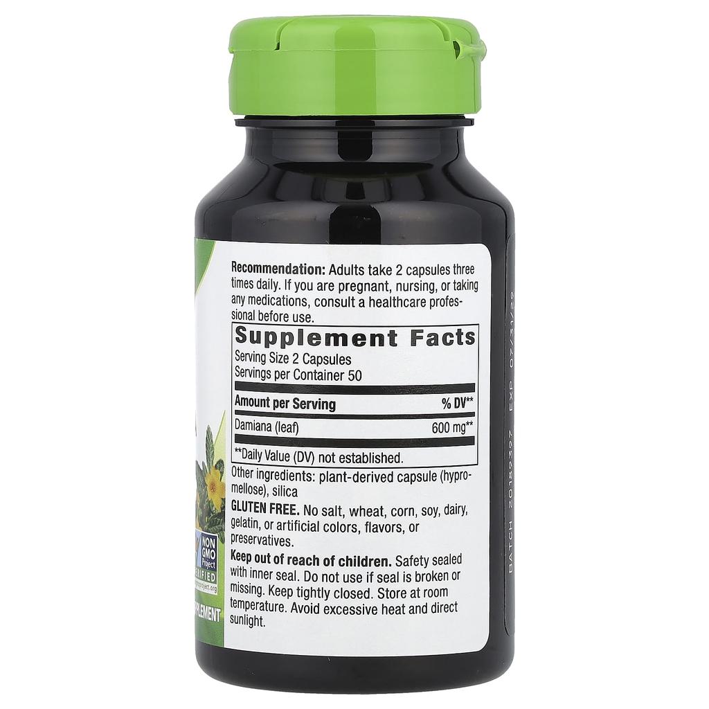 Nature's Way Damiana Leaf, 600Mg, 100 Veggie Caps (300Mg Per Capsule)