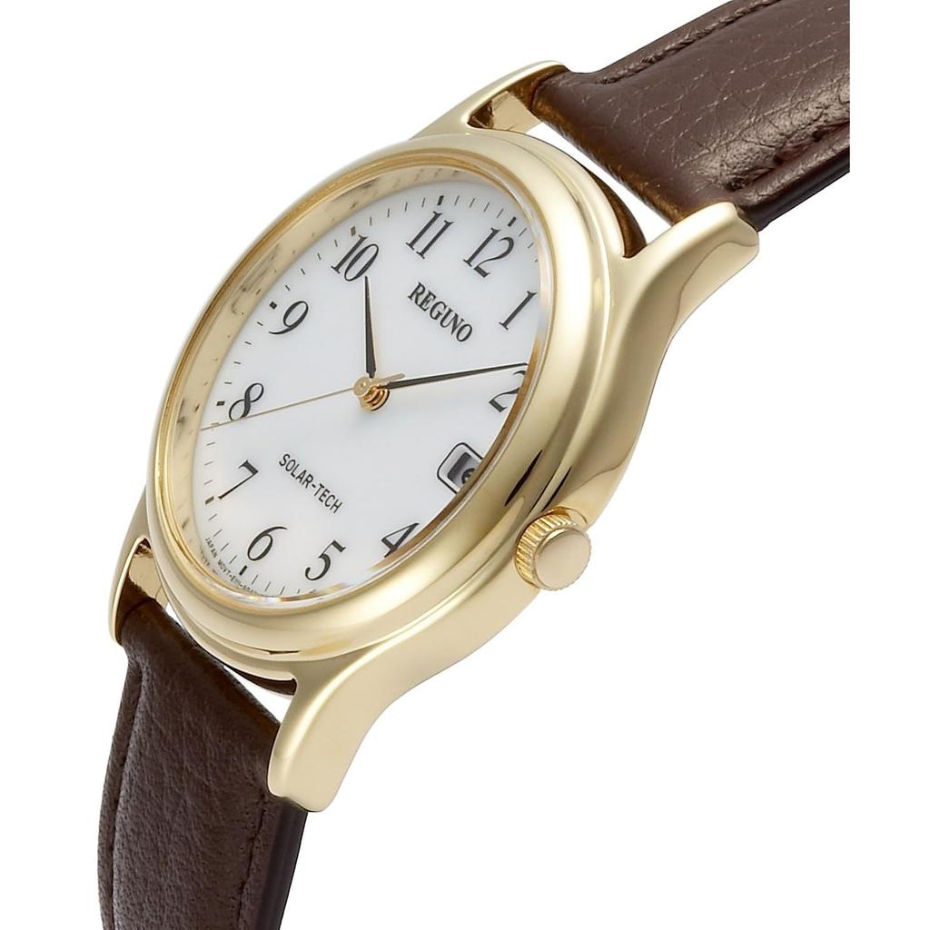 [CITIZEN] REGUNO RS25-0031B Herren Solar Tech Standarduhr, Datum, Weißes Zifferblatt, Lederarmband