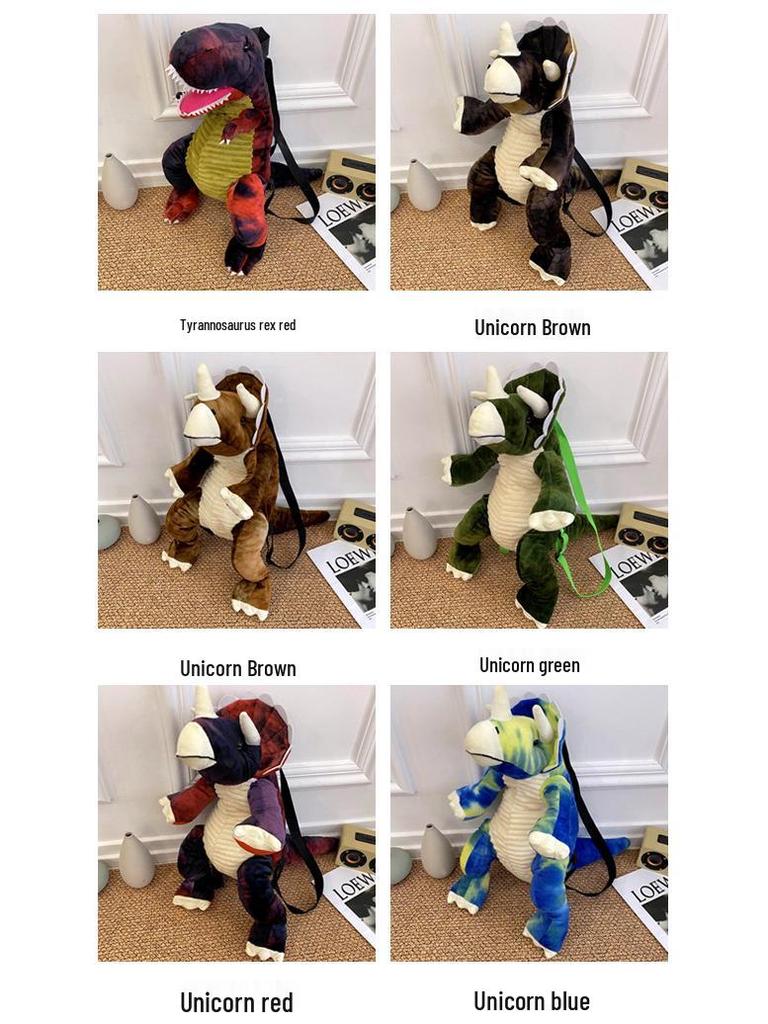 Winter Children's Dinosaur Plush Toy Bag - Tyrannosaurus & Triceratops Gift for Kids