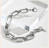 Gliederkettenarmband Silberfarben Edelstahl Geometrischer Dicker Armreif für Damen Wasserdichter Schmuck