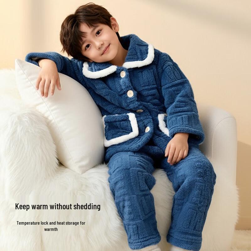 ZISEHY Boys' Thickened Coral Fleece Pajamas