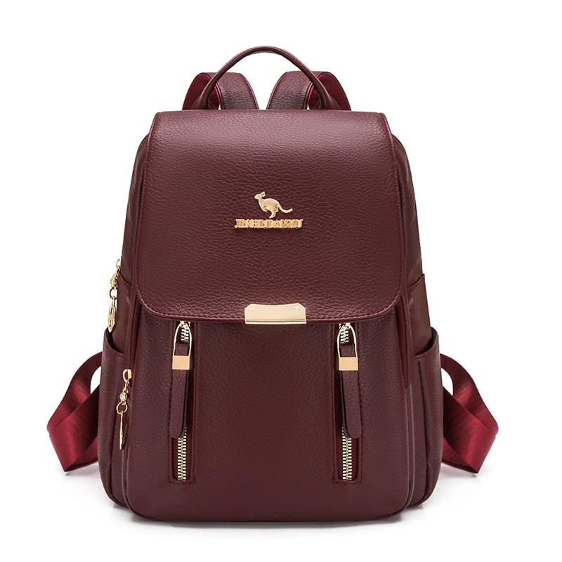 PU Rucksack Damen Mehrschichtiger Reißverschluss Rucksack