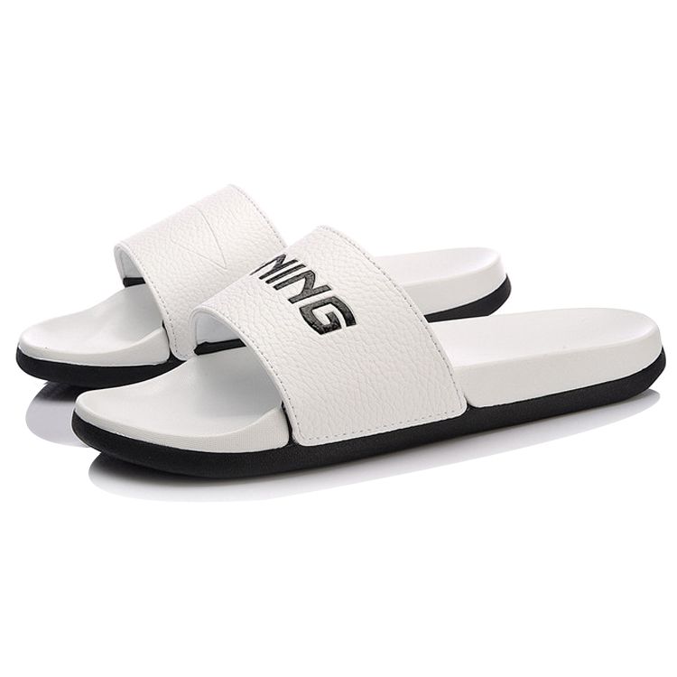 Li Ning Ln Slipper Pu Lightweight Trendy Slippers Women Footwear White Black AGAN004-1