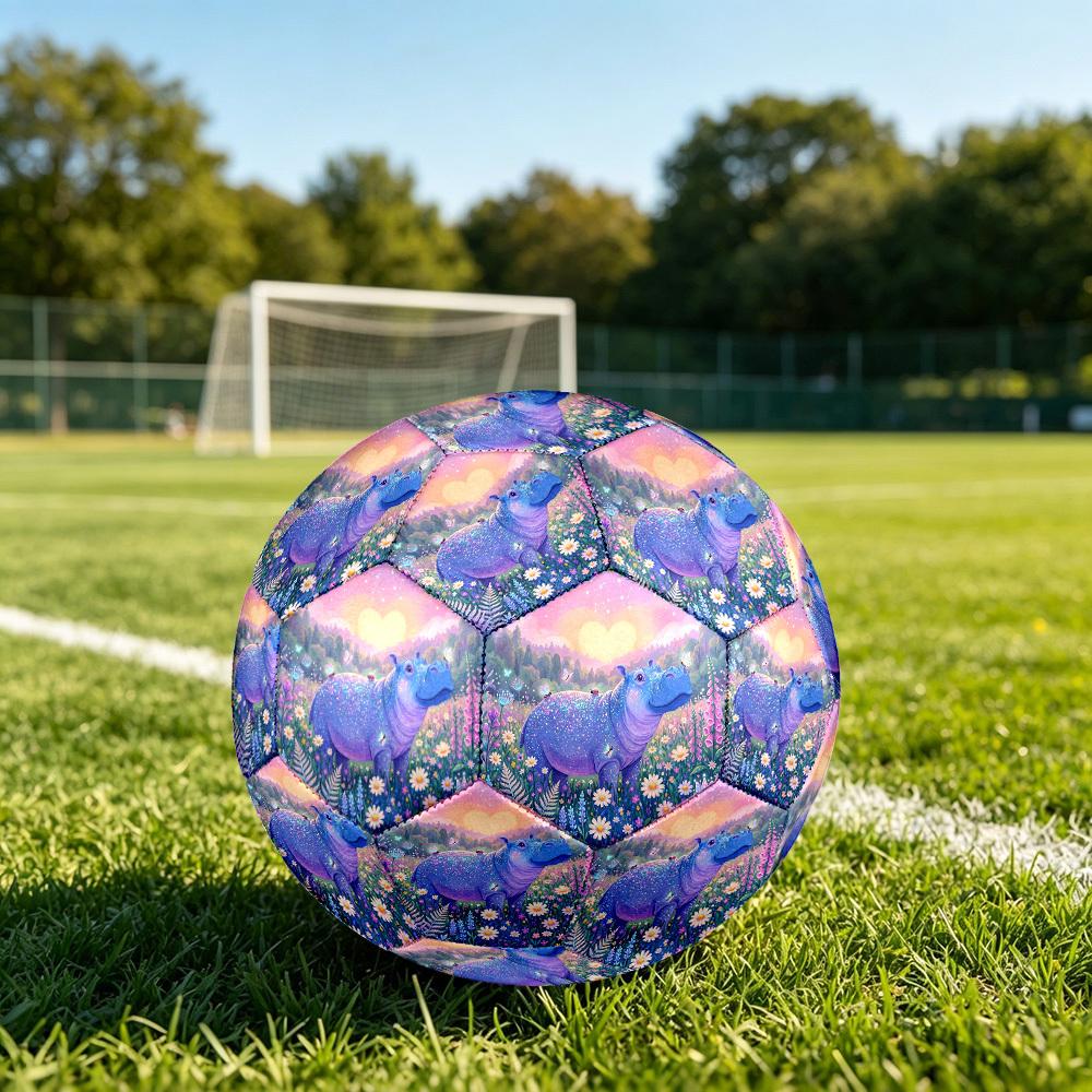 1pc Fantasy Hippo Garden Durable Size 5 Soccer Ball Professional Match Training Football Indoor &Outdoor Sports Ball P6015
