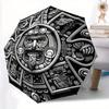 1pc Aztec Calendar Stone Automatic Open/close Umbrella, 8-Rib Sturdy Structure, Portable Travel Umbrella, Parties, Everyday Use, Outdoor Acc