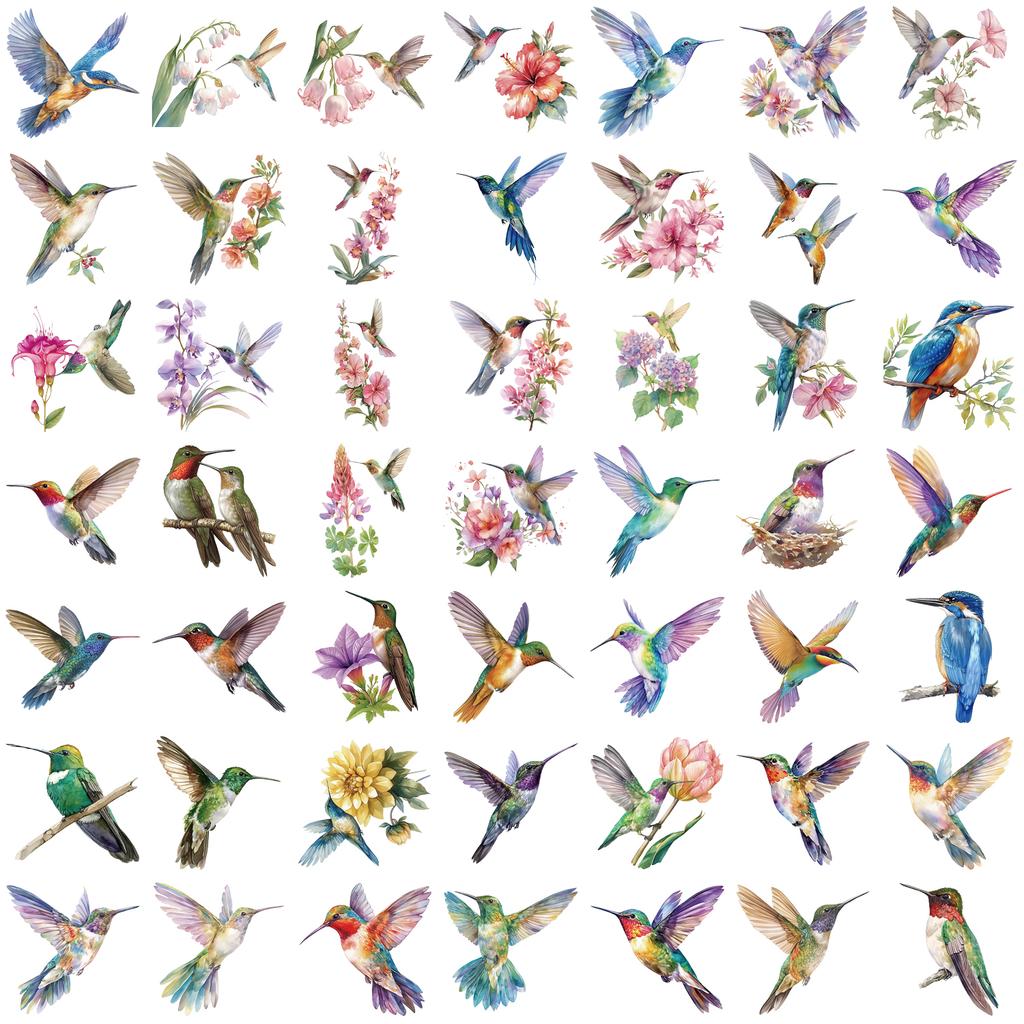 50PCS Hummingbird Stickers Creative Phone Community Skateboard DIY Fashion Dormitory Chambre Nostalgic Waterproof Sticker