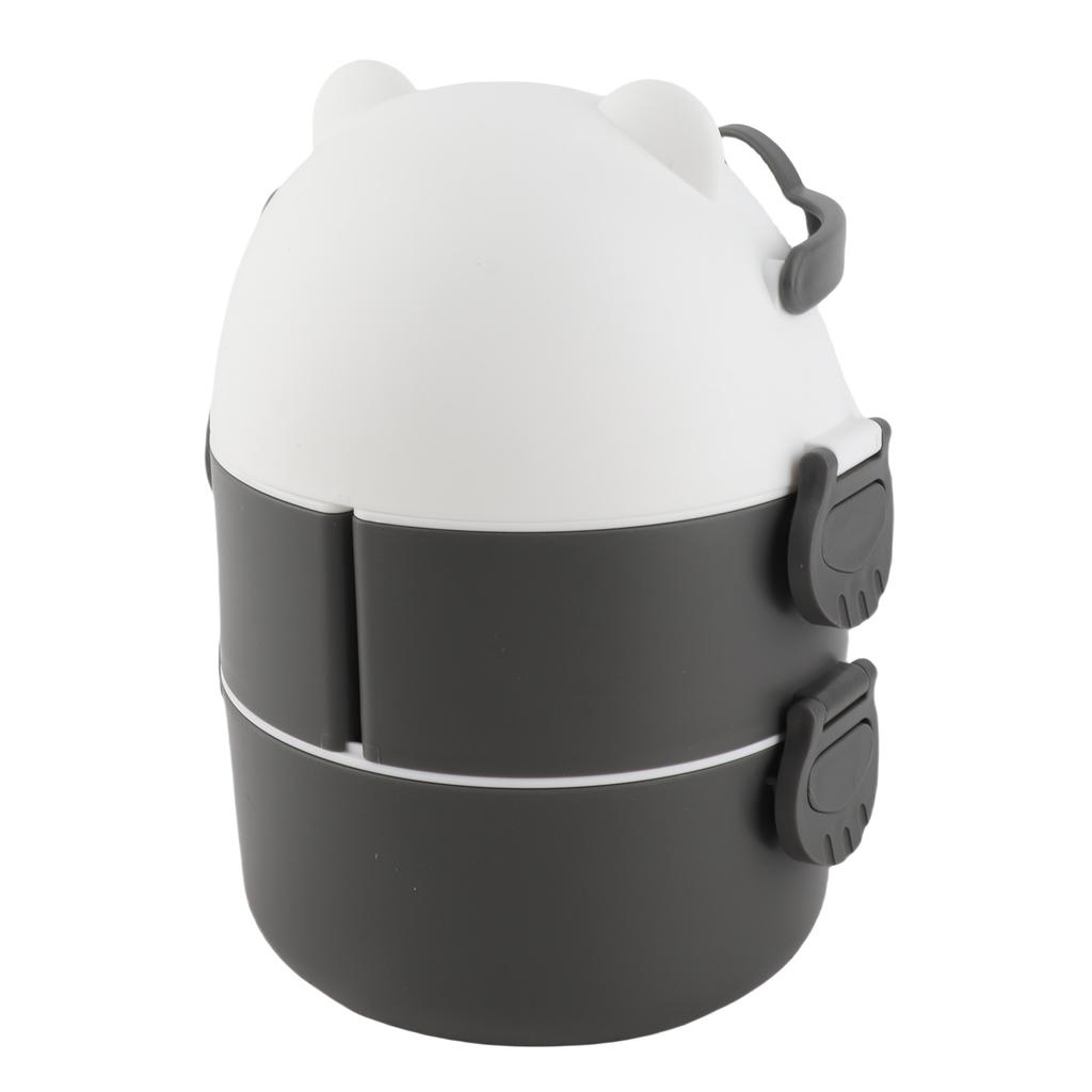 Lunch Box 2 Layers Containers Portable Lunch Box Reusable Leakproof Food Container for School Work Camping Bear