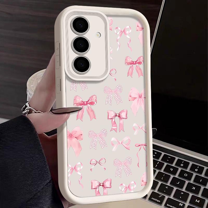 Růžové mašličky Pouzdro Pro Samsung Galaxy S25 S24 Ultra Edge S23 S22 Plus S21 FE A15 A16 A26 A35 A36 A54 A55 A56 5G Kryt Mašličky