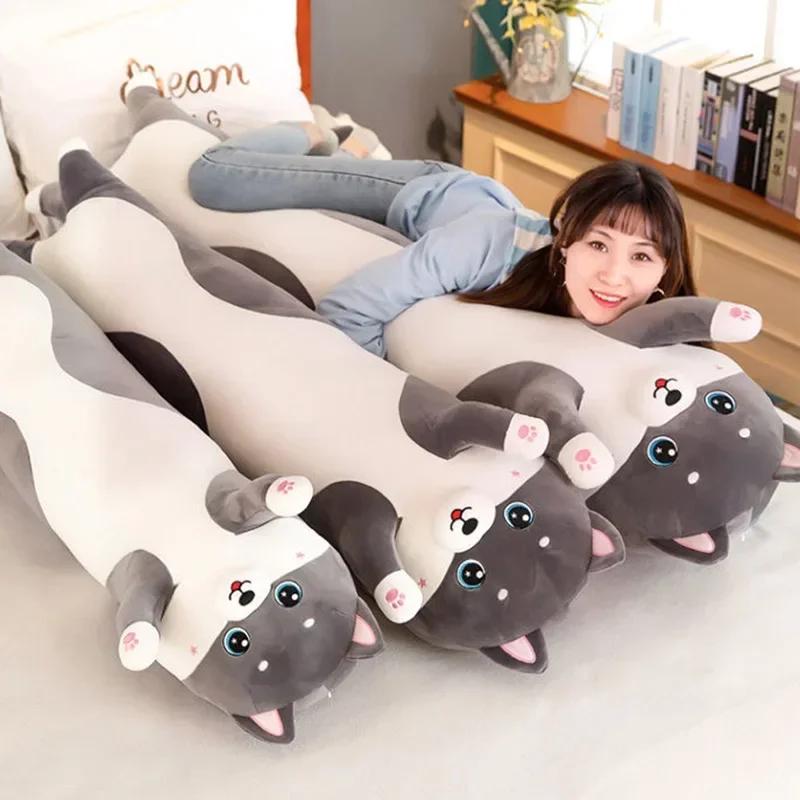 Cute Husky Dog Side Sleep Body Pillows Sofa Bed Decoration Long Pillow Kid Classmate Friend Birthday Present Gift for Girlfriend