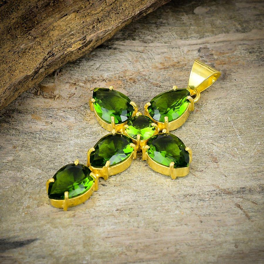 Peridot Gemstone Handmade 925 Sterling Silver Jewelry Pendant 2.44" M-206