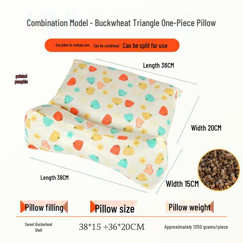 Buckwheat Husk Diamond-Shaped Neck Pillow: Multi-Functional, Detachable, Washable Floral Design