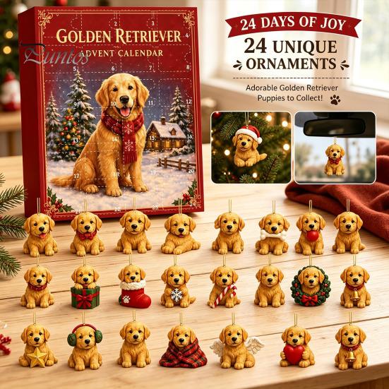 Christmas Advent Calendar Dog 2026, 24 Days Countdown with Pcs Tree Hanging Charms 2D Acrylic Cute Pendants, Lovers Gift for Holiday Decor Gifts