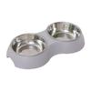 Pet Stainless Steel Double Bowl Dog Food Utensil Cat Bowl Simple Double Bowl Anti Rollover