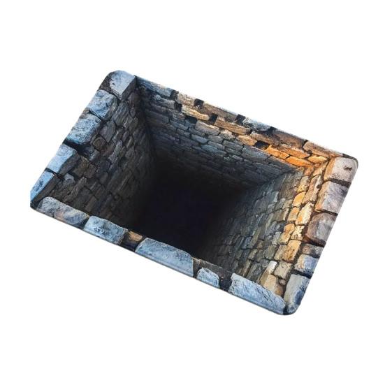3D Hole Rug Realistic Optical Illusion Rug Funny Bottomless Pit Doormat Absorbent Non-slip Floor Mat for Bathroom Living Room Entryway