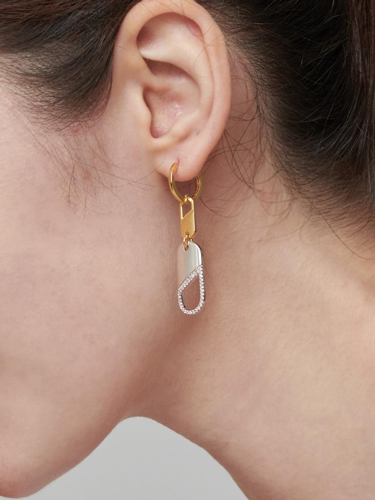 14K Combi Drop One-Touch Earrings (Gold Pin) ELGPEE391