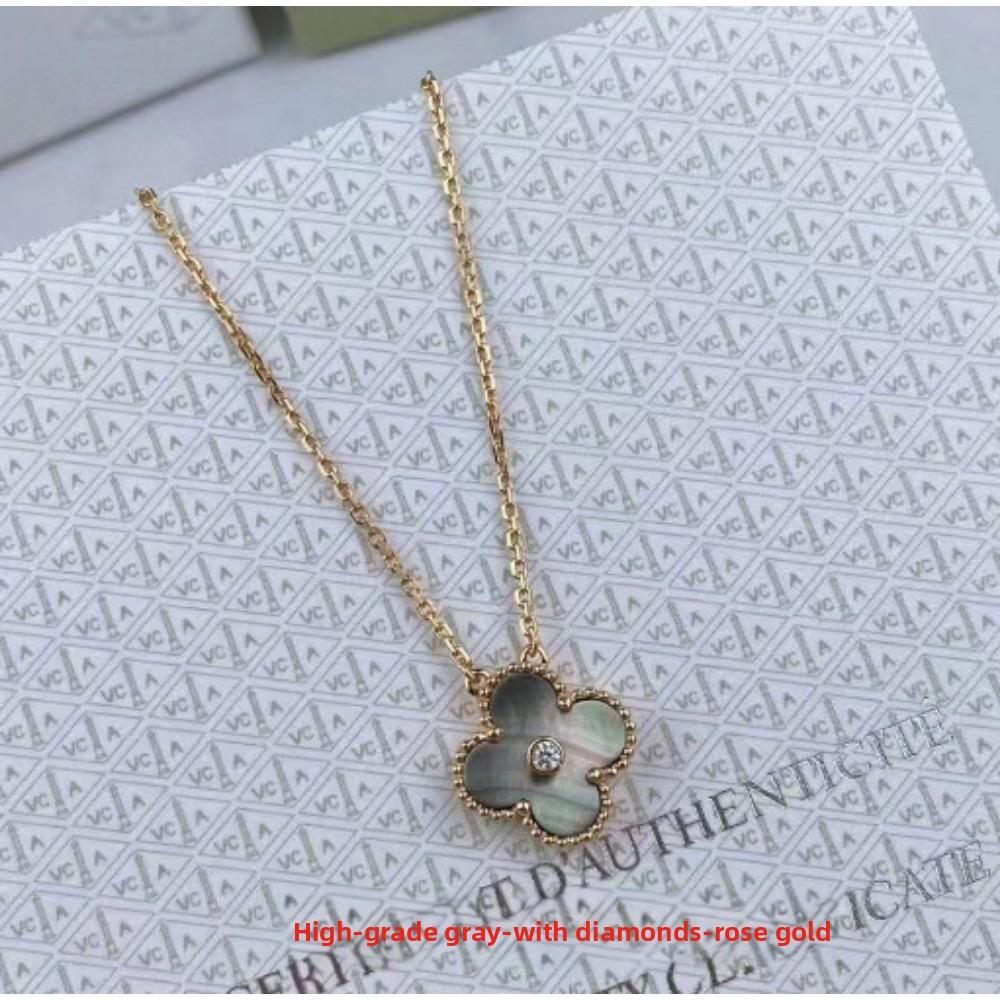 Kvinners Firkløver Halskjede Enkelt Blomst Hvit Perlemor Rød Agat Anheng Kragebenskjede