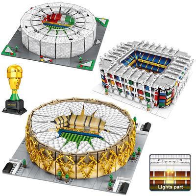 City Qatar Soccer Football Field Lusail Ras Abu Aboud Stadium Model Building Blocks Al Thumama Architecture MOC Bricks Toys Gift