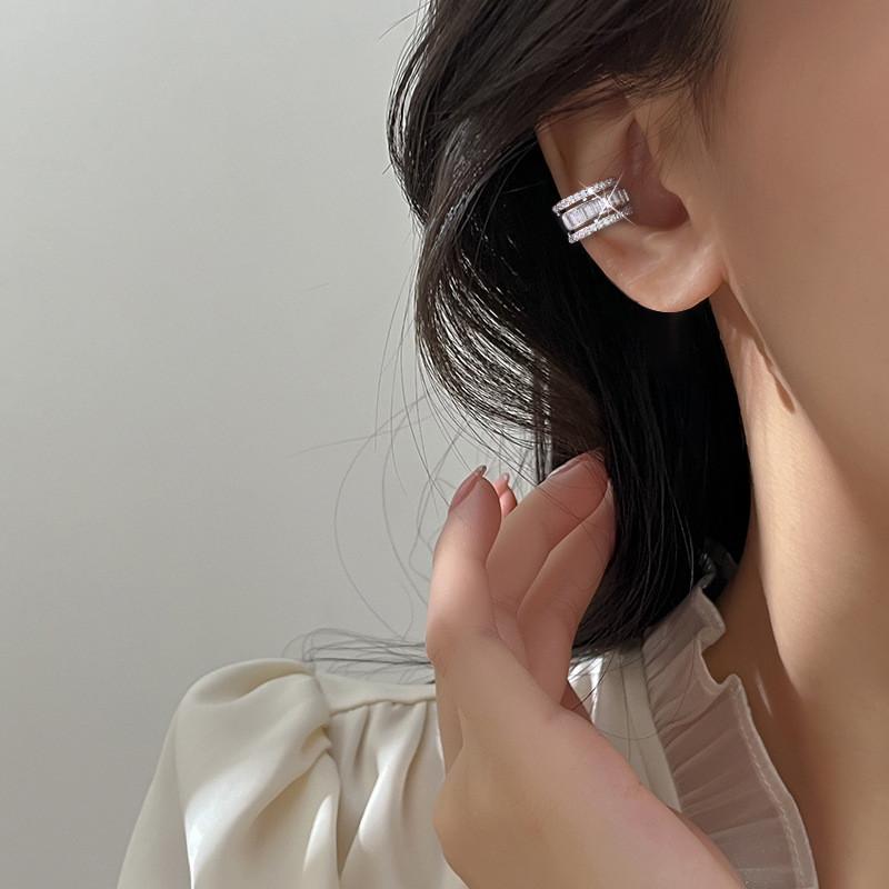 Ear Layer Three Clips Without Ear Holes Square Diamond C Shaped Gift Earrings