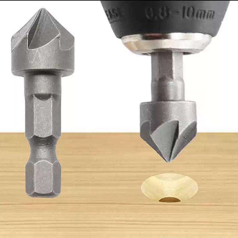 2-40pcs Hexagonal Shank Five Blade Countersunk Drill 12.5mm 5pc Woodworking Hole Opener Spot Facer Deburring Drill Bit Set