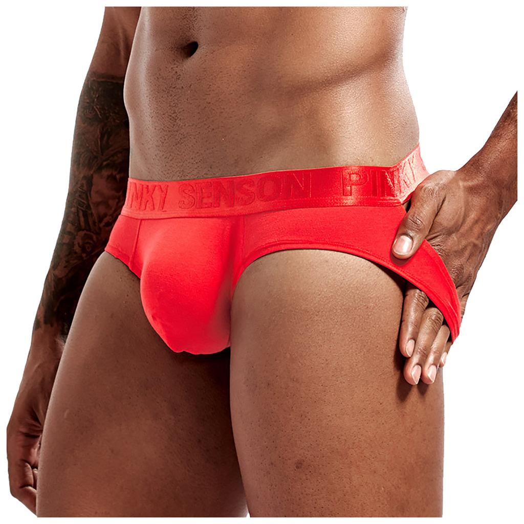 Sexy Herren-Unterwäsche mit Doppelstativ und einfarbiger niedriger Taille, Sport-Slip