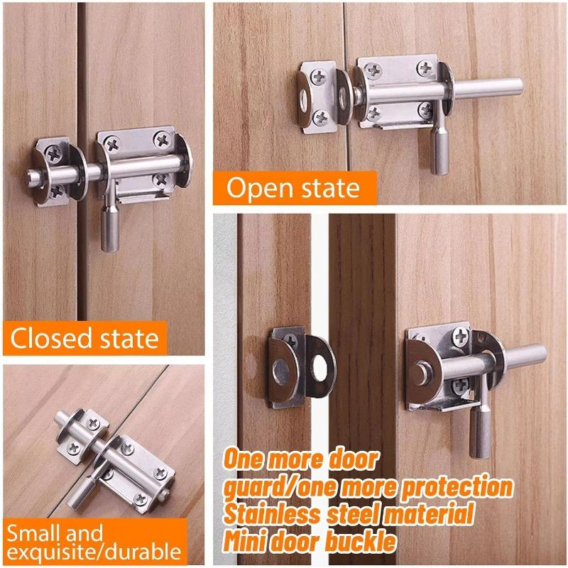 10/1Pcs Door Latches Stainless Steel Heavy Duty Door Bolts Gate Safety Toilet Door Lock Anti-theft Latch Hasp Home Hardware Tool