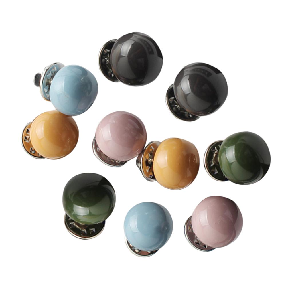 10Pcs Faux Pearl Buttons Round Decoration Beads Without Sewing for Anti-exposure Coat Sweater Clothes