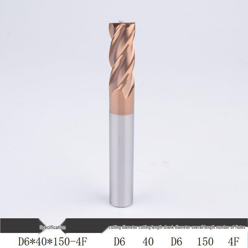 55° Tungsten Steel 4-Flute End Mill, Hard Alloy Coated, CNC Flat Bottom Tool