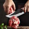 With Finger Hole Boning Knife Meat Cleaver Chopping Vegetables Kitchen Knives Hand Forged Blade Chef Slicing Knife Wooden Handle