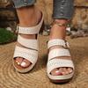 Large Size Women Sandals Summer New Style Thick High Heel Sandals Fish Mouth Roman Slippers Rubber Bottom Lightweight Shoes