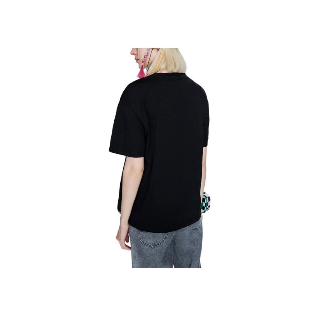 Lee Logo Letter Print Drop Shoulder T-Shirt Women Tops Black LWT0055154LE00FK11000