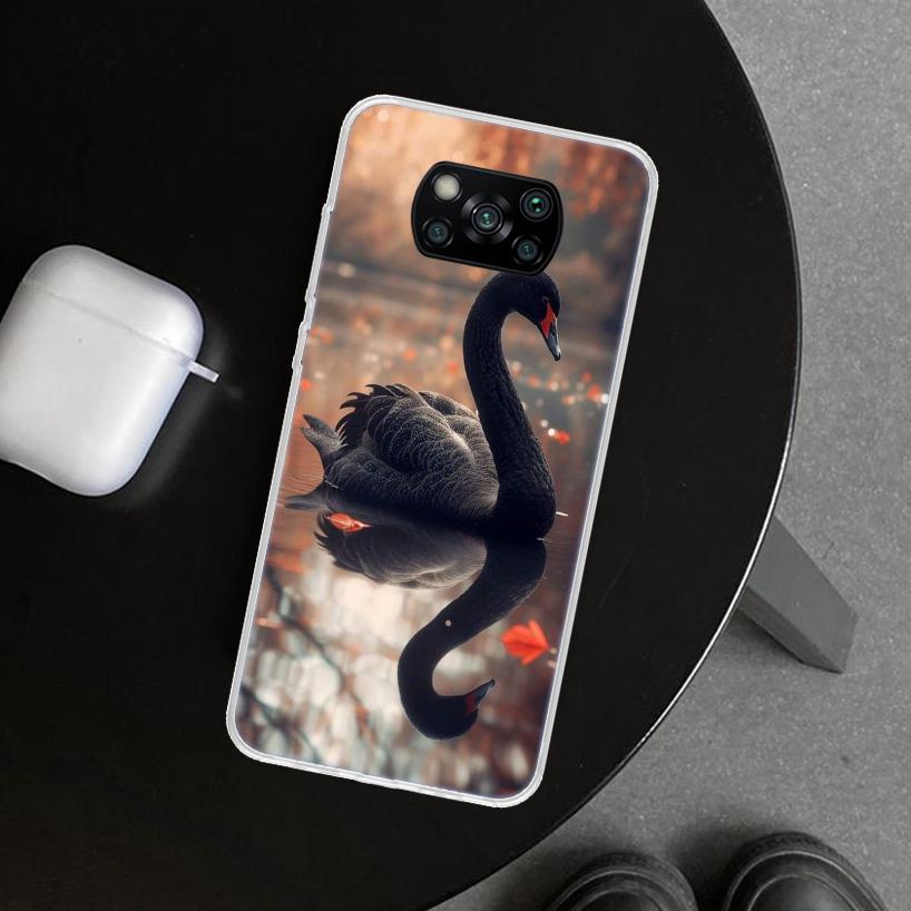 Black Swan Noble Phone Case Cover for Xiaomi Poco X6 X5 X7 Pro F7 Ultra Redmi 15C 15 13C 13 12C 12 10C 10 10A 9C 9A 9T 9 Coque P