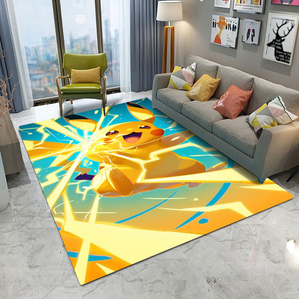 Cute Pikachu Poke Ball Pokemon Carpet Living Room Bedroom Sofa Table Balcony Entrance Rug Non-slip Cartoon Mat Home Decor