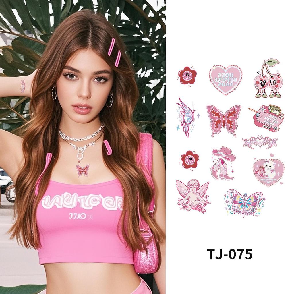 Pink Barbie Metallic Laser Tattoo Stickers - Trendy Summer Party Cool & Sweet Style