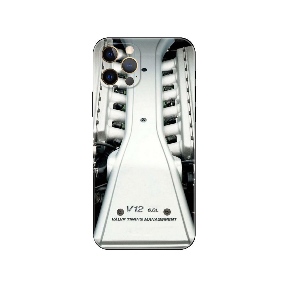 Kryt na telefon s motivem motoru auta pro iPhone 5 5s 2020se 6 6s 7 8 Plus X 10 XR XS 11 12 13 mini pro MAX černý tpu zadní kryt