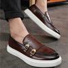 Men's Casual Shoes Fashion Leather Men Retro British Style Loafers Men Dress Shoes Outdoor Flats Monk Shoes