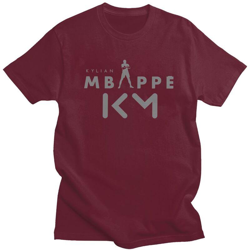 Custom Soccer Gift Mbappes KM Logo T Shirt Men 100 Cotton Tshirt Casual Football Lover Tee Tops Streetwear Tshirts