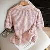 Women's Elegant Linen Blend Knit Polo T-Shirt