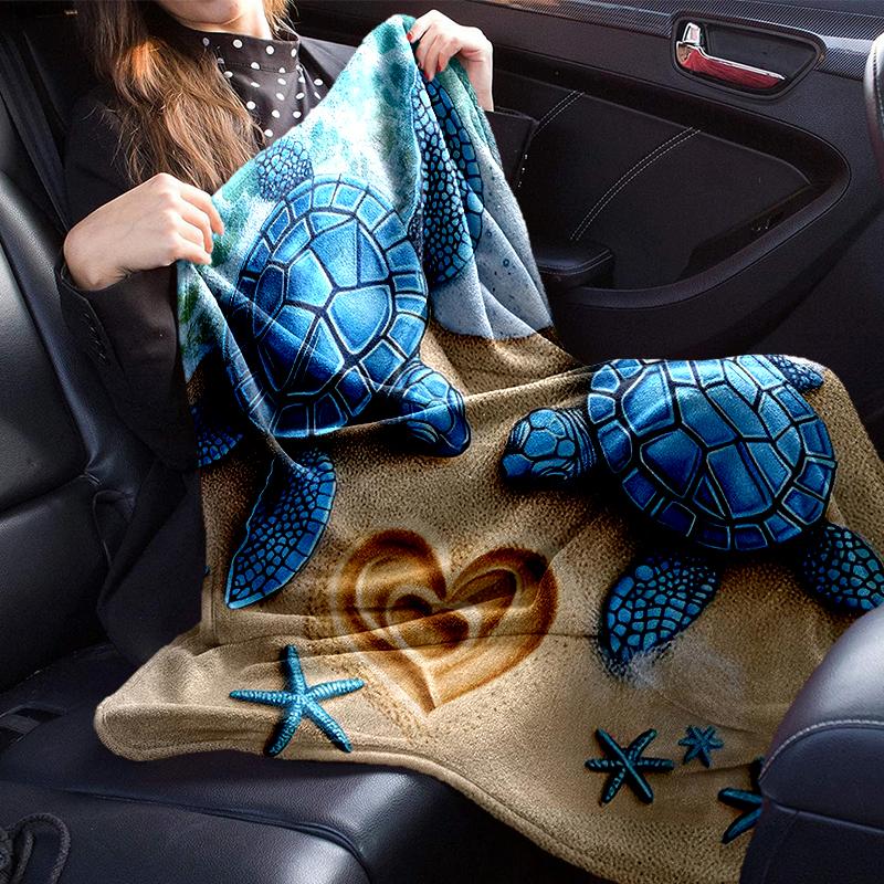 Ocean Love Turtles Blanket Flannel Blanket for Bed, Sofa, Camping, Hiking, Picnic Essentials, Gift for Family Fan Gifts