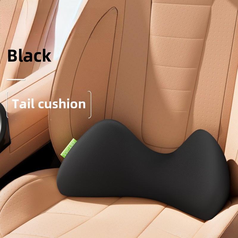 

1 шт. Подушка для поясничной поддержки автомобиля с защитой копчика, тонкая подушка сиденья из пены с памятью для длительной поездки, офис, 4 сезона 40-50x14-16cm чёрный