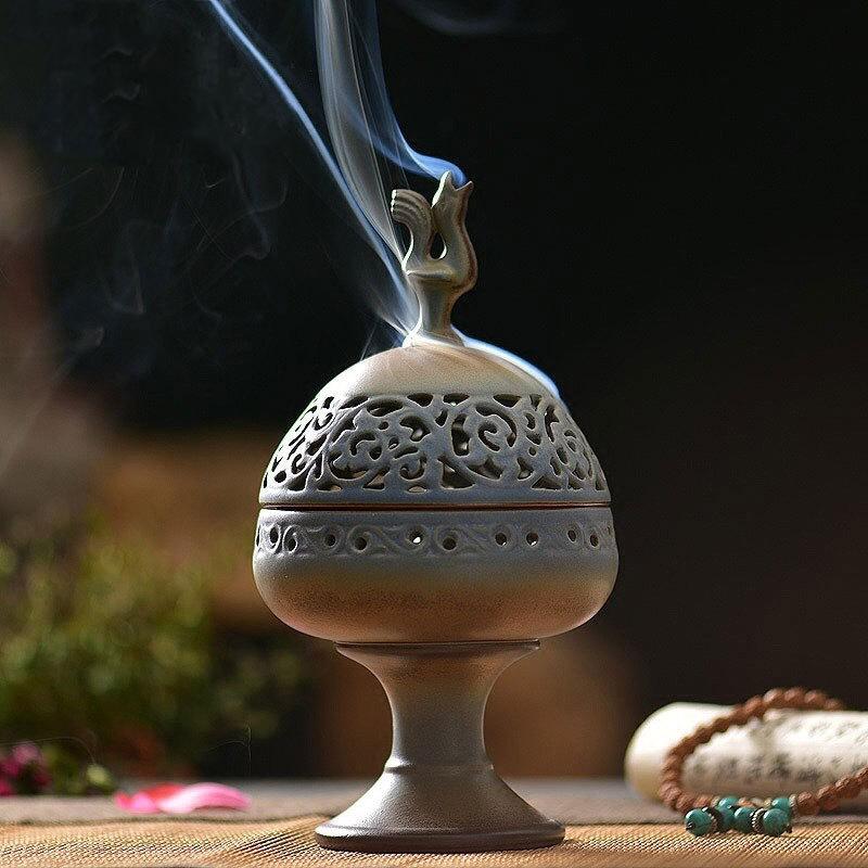 

Creative Incense Burner, Ceramic Aroma Rack, Indoor Zen Relic Tea Ceremony Living Room Bedroom Home Fragrance, Boshan Stove, 1Pc