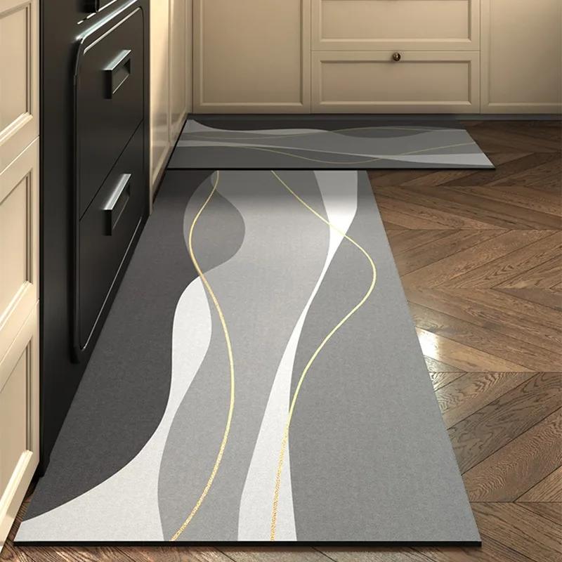 Kitchen Floor Mat Non-slip Oil-proof Waterproof Carpet PVC Leather Dirt-resistant Wipeable Foot Mats Household Long Size Rug