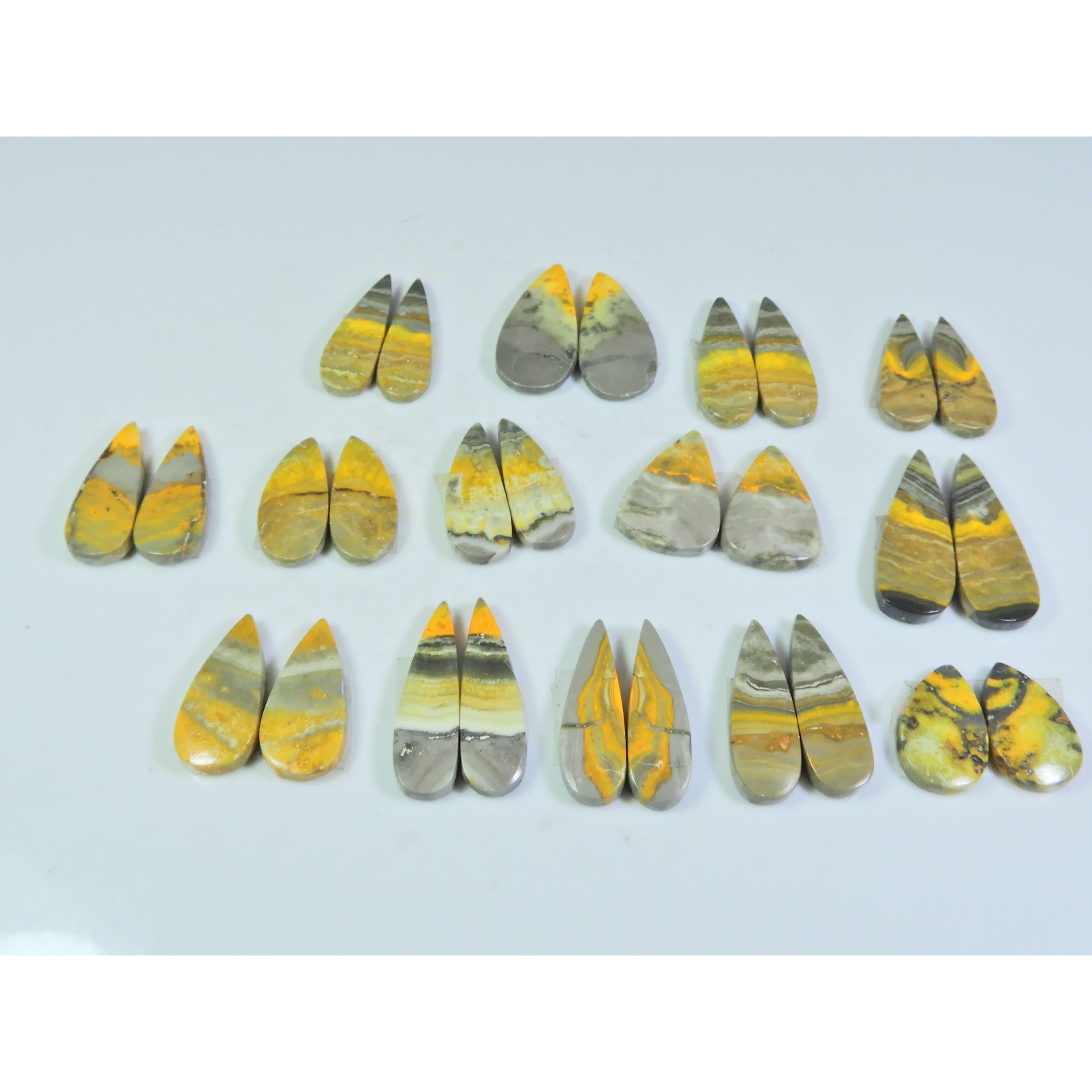 

9X29-11X36ММ Натуральный Шмель Яшма Пара Овальный Кабошон Драгоценный Камень Лот 10 Пар C-131