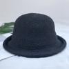 Korean Version of Curled Dome Top Hat, Women's Winter Fashion Straw Hat, Knitted Basin Hat, Japanese Casual Versatile Bucket Hat