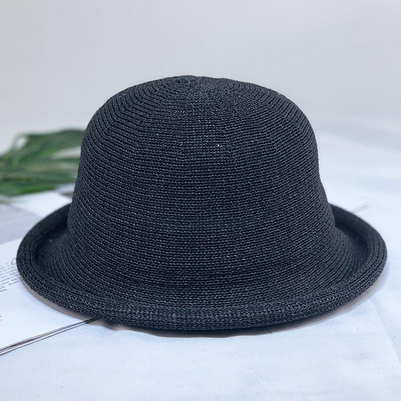 Korean Version of Curled Dome Top Hat, Women's Winter Fashion Straw Hat, Knitted Basin Hat, Japanese Casual Versatile Bucket Hat