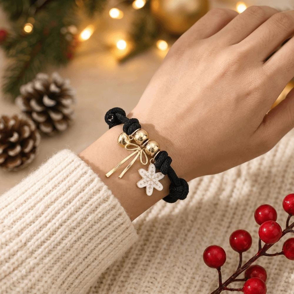 Cartoon Pendant Bracelet Santa Claus Handmade Hand Strap Christmas Braided Hand Chain New Year
